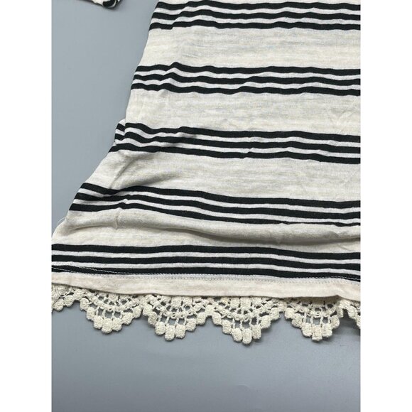 faith and joy 3/4 sleeve shirt striped ivory black button up sleeve small READ - Picture 11 of 15